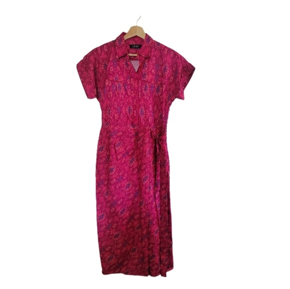 LAUREN RALPH LAUREN Size 2 Geo-Print Shantung Midi Dress - Picture 4 of 14